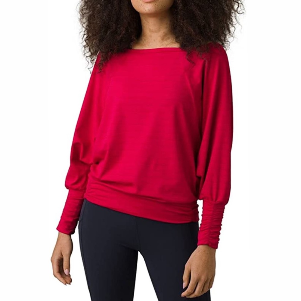 Prana Ridgeview Sustainable Top Red Berry Sweater Women View 2
